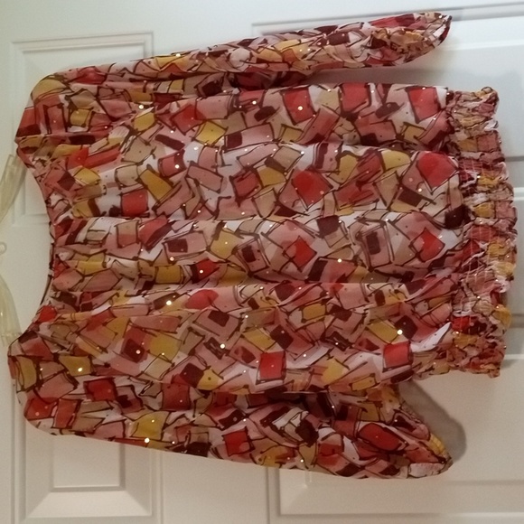 Women's C D Petites Tangerine Print Top Size Small - Picture 7 of 8